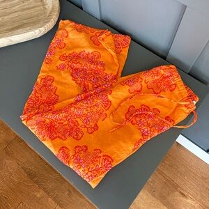 Vibrant Orange and Pink Linen Pants